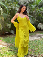 Verona Lime Chikankari Strappy Kurta Set (set of 3)